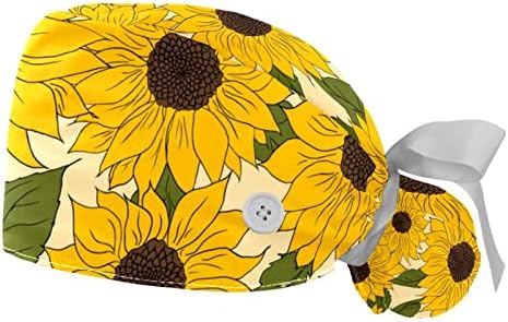 2 חבילות כובעי עבודה מתכווננים כובע בופנט עם כפתורים נמתחים עניבה לאחור כובעי קרצוף לנשים גברים פרחים פרח
