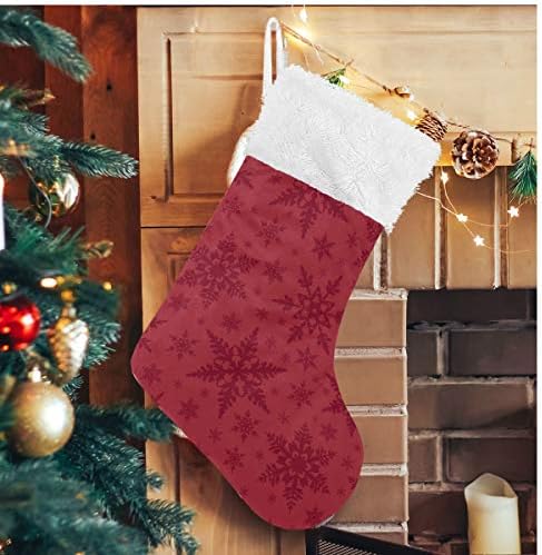 גרבי חג המולד של Alaza חג המולד דפוס פתיתי שלג אדום קלאסי קלאסית קישוטים גרביים גדולים לעיצוב עונת החגים המשפחתית
