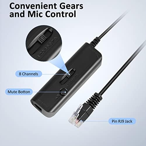 Agptek Binaural Hearsence Bundle עם אוזניות Monaural, אוזניות מבטלות רעש עם חוט אוזניות עם 4 פינים RJ9 Crystal Head ו- Mic Microphone