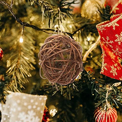 HDZWW 8 יחידות כדורי ראטאן כדור גפן כדור נצרים טבעי קישוט עץ חג המולד עץ עיצוב תוכי צעצועים לעיסת ציפור לקישוט קיר קפה
