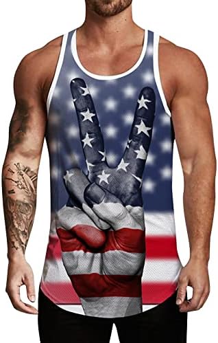 חולצות מרופדות לגברים גופיות מזדמנים של גברים גופיות ללא שרוולים הדפסת דגל אמריקאי שרירים פטריוטיים טיז אימון מגניב