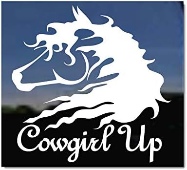Cowgirl Up ~ קרוואן סוס סוס פראי מדבקת מדבקות חלון ויניל