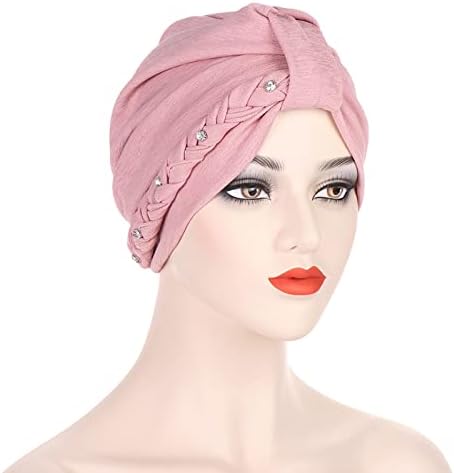 פרל טורבן כיסוי ראש לנשים מוצק צבע הכימותרפיה כפת כובע בבאגי רפוי בארה ' ב רפוי אתני בימס לנשים