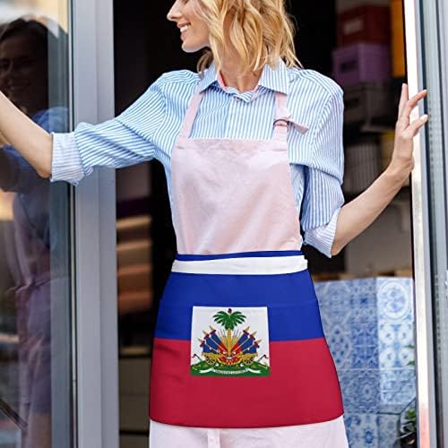 דגל של האיטי מותניים סינר מלצר שף שרת חצי סינרים עם כיס ארוך רצועת עבור נשים גברים מסעדת בית מטבח