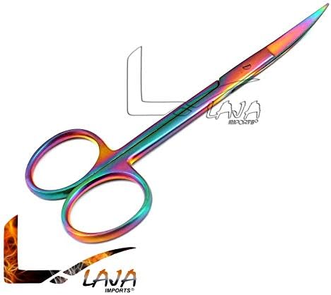 Laja מייבאת צבע רב -טיטניום צבע סופר -קירוי מספריים מיקרו -מספריים 4.5 מעוקלים עם נירוסטה להב משונן אחד