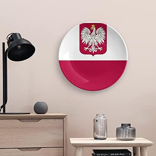 דגל פולני צלחת דקורטיבית של דגל פולני עם מעמד עצם סין בהתאמה אישית צלחת ביתית למטבח סלון ביתי