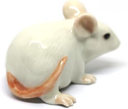 עכבר עכבר קרמיקה של זואוקראפט צלמית לבנה לבעלי חיים צבועים חרסינה צבועה בפורצלן עיצוב הבית
