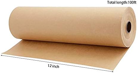 נייר כרפט 12 אינץ 'מגלגל נייר מלאכה ממוחזר נייר מלאכה טבעי נייר עטיפה חום לעטיפת מתנות, אריזה, משלוח, רץ שולחן,