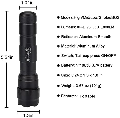 Ultrafire WF502B LED Flashlight 1000 פנס לומן לפיד 5 מצב פנסים ניידים