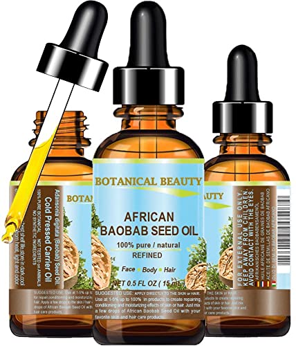 בוטני יופי אפריקאי באובב זרעי שמן. טהור / טבעי/חי/מעודן / קר לחץ שמן נשא לעור, שיער, שפתיים וציפורניים טיפול.
