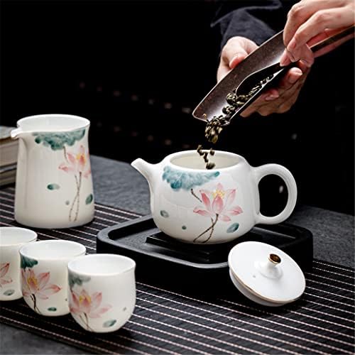 Liuzh yuxiu שפה מצוירת ביד שפה קרמיקה קומקום חרסינה לבנה של ערכת תה לא מזוגג