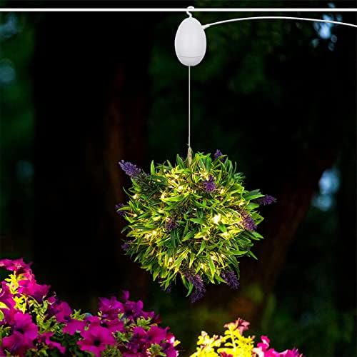 Liboi Light Ball Fall Light, כדור טופרי מלאכותי עם אורות מיתר LED USB, שלט רחוק, סל צמחים תלויים לקישוט הבית