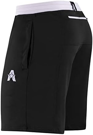 המנון אתלטיקה Evolflex אימון מכנסיים קצרים בגברים בגודל 9 אינץ 'של כיסי צד ואחור - אימונים, אתלטי, ריצה, מכנסי כושר