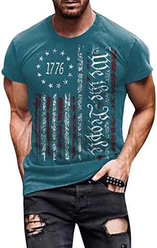 גברים GLVSZ 1776 יום עצמאות מכתבי דגל אביב קיץ פנאי ספורט נוח נוח נושם בגודל גבוה חולצות T עבור