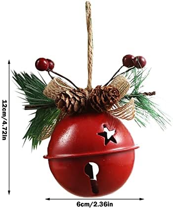 Ihtha קישוטי חג המולד חיצוניים עץ דקורטיבי ג'ינגל מתכת לחג המולד פעמוני תליית חג המולד פעמוני חג המולד פתוח קישוט לחג תלוי
