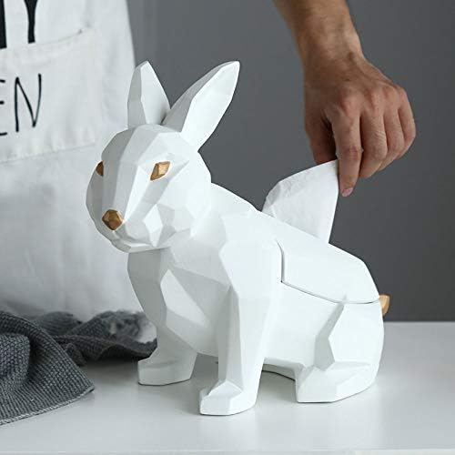 פסלים פיסול פסלונים פסלונים, ארנב לבן גיאומטרי עיצוב בעלי חיים פסלונים קופסת רקמות קופסת נייר מגבת מגבות מלאכה פסלים