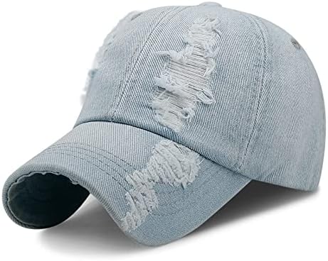 יוניסקס שטף ג'ינס כובע בייסבול במצוקה קרע חור כובע סנאפבק מתכוונן כובעי היפ הופ חיצוניים כובעי ספורט חיצוניים
