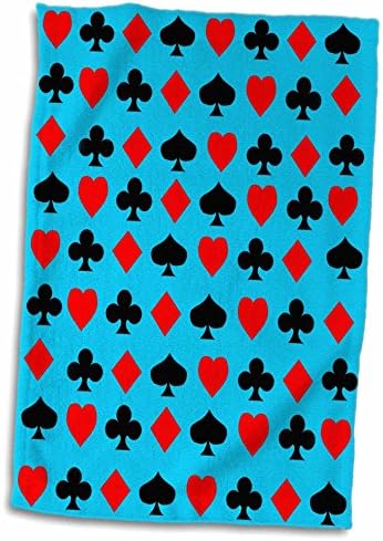 דפוס קלפי משחק תלת מימדי של רוז. עיצוב מגניב. מגבת יד פופולרית של תמונה, 15 x 22, כחול