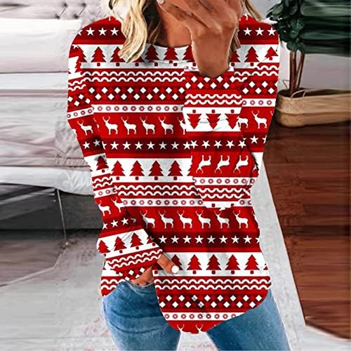 סוודר סוודר חג המולד לנשים עם שרוול ארוך גדול