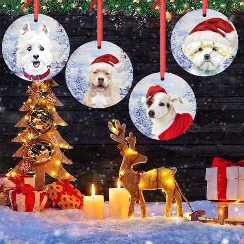 godblessign אמריקאי בריון קישוט חג המולד 2021 קישוטי כלבים בולדוג לקישוטים לעץ קרמיקה עגול חג המולד עיצוב