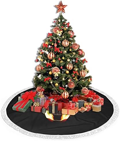 גולגולת בוערת עם אוזניות חצאית עץ חג המולד, לקישוט הבית של חג המולד 36