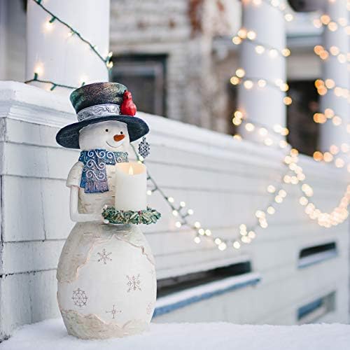 חברת מתנות ביתן ביתן 24 אינץ 'פסלון שלג אספני אוחז בזר כדי להתאים נר, לבן
