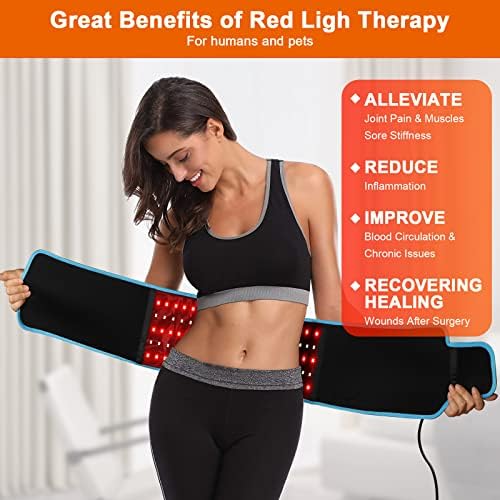 חגורת טיפול באור אדום על-אדום עטיפת טיפול באור אינפרא אדום לביש מכשיר טיפול באור אדום להקלה על כאבי מותניים בגב הגוף, כרית