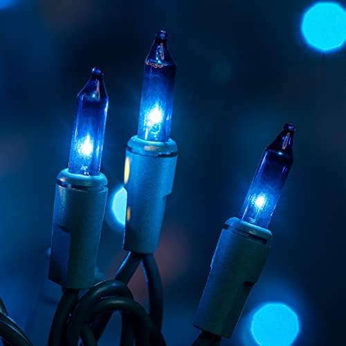 Yuletime 200 אורות חג מולד כחולים, חבילה של 2 גדילים של 21 ft 100 Count ul ul Certified Deconescent Mini Stringlight