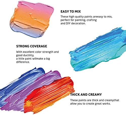 סט צבע אקרילי לא רעיל 24 צבעים תוססים צבע אקרילי ללא פיגמנט עשיר דהייה לילדים מבוגרים אמנים CANVAS CRAFTS ציור עץ