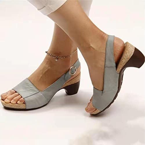 נעליים של Cakiesky ללא החלקה לנשים עקבים מרובעים סנדלים נושמים סנדלי אופנה סנדלים של נשים