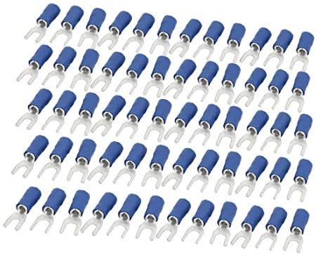 X-DREE 20 סטים AWG 12-10 מסופי Crimp מסוג U-Type מחברים חוט מבודדים ספייד כחול (20 סטים AWG 12-10 טרמינלים דה קרימפאדו טיפו