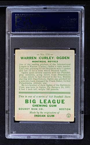 1933 Goudey 174 Curly Ogden Kansas City Royals PSA PSA 3.50 Royals