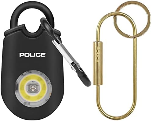 מחזיק מפתחות אזעקה אישית של המשטרה לנשים-אזעקת סירנה של 130 דציבלים, פנס לד עם אזעקת בטיחות מיני אור-שחור