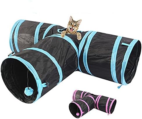 MSHENG מתקפל צעצועי חתול תלת-כיוונים תלת-כיוונים צעצועים אטומים למים צינורות חתלתול צעצוע