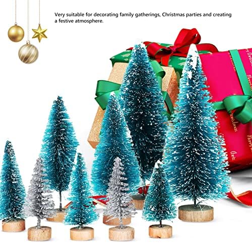 Pretyzoom 28 יחידות עצי חג המולד מיניאטוריים עם בסיס עץ מיני מלאכותי סיסל דגם עצים קישוט קישוט קישוט שולחני שולחן עבודה