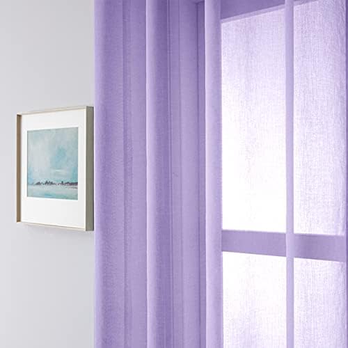 וילונות דיסאר ציירים לחדר שינה 2 לוחות, גלגלי וילון ויליה ​​פוליאסטר סגול סגול בשקוף בצבע מוצק טיפול בחלון