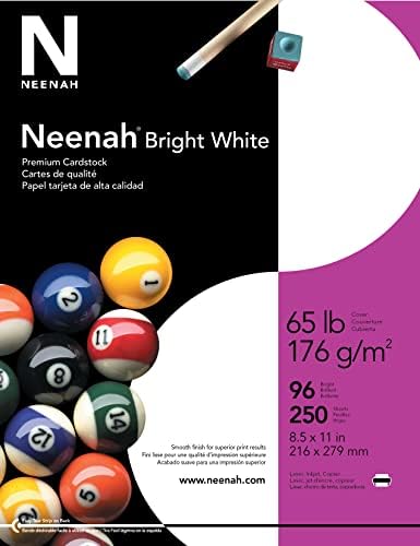 Neenah Premium Cardstock, 8.5 x 11, Bright White & Cardstock, 8.5 x 11, 90 £/163 GSM, לבן, 300 גיליונות וקולציית Creative