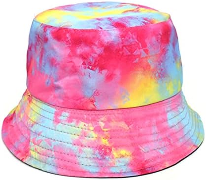 Shfanyua יוניסקס עניבה צבע הדפס הפיכה בקיץ כפול טיולים בקיץ טיולים חוף דלי חוף כובע דייגים חיצוניים כובעי שמש