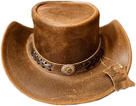 כובע בוקרים מעור פרטלט לגברים ונשים עמיד בעבודת יד קל משקל מערבי בעל צורה רחבה
