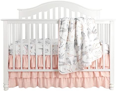SAHALER MUDERY מצעי מיטת מיטה לתינוקות ובנים שמיכה מינקי לתינוקות, עריסה פרוסת -3 חתיכות סט, ציפורי צבעי מים