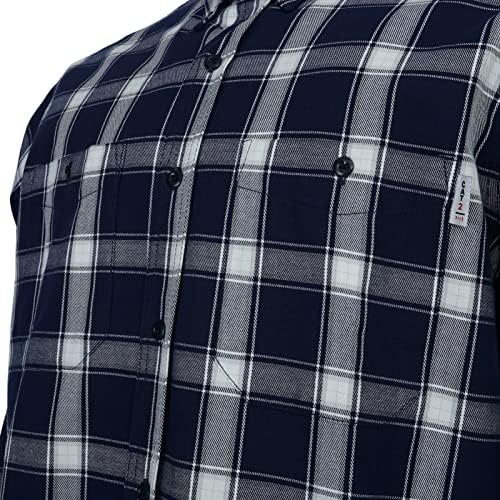 WorkWeya לחולצות עמידות בפני להבה לגברים 6.5oz משובץ קל משובח Fr חולצות ריתוך כפתורים CAT2/NFPA2112