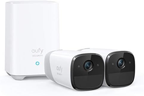 Eufy Security Eufycam 2 מערכת מצלמות אבטחה ביתית אלחוטית, חיי סוללה של 365 יום, HD 1080p, IP67 אטום מזג אוויר, ראיית