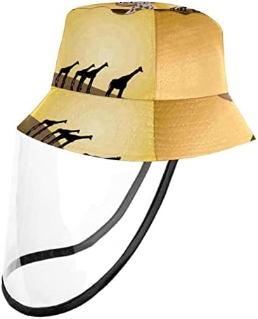 כובע מגן למבוגרים עם מגן פנים, כובע דייג כובע אנטי שמש, ג'ירפה מדברית של בעלי חיים מצוירים
