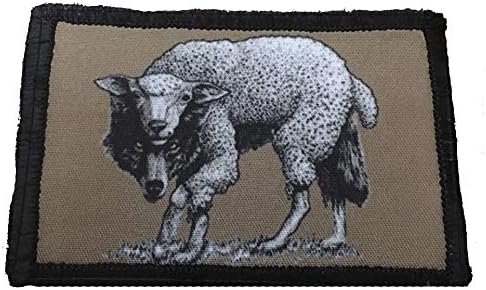 וולף בכתם מורל בגדים של כבשים 2x3 טלאי מורל טקטי. מיוצר בארצות הברית על ידי Gheadhedtshirts.