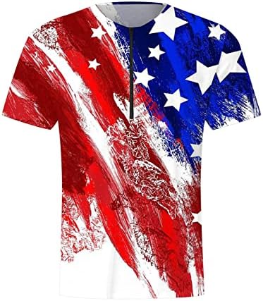 שרוול ארוך חולצת גברים של קיץ דגל יום העצמאות דיגיטלי 3 הדפסת רוכסן חולצה חולצות קצרות עבור