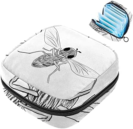 שקית אחסון מפיות סניטרית של Oryuekan, שקיות רוכסן משטחיות ניידות לשימוש חוזר, כיס אחסון טמפון לנשים, דבורה של בעלי חיים אמנותיים