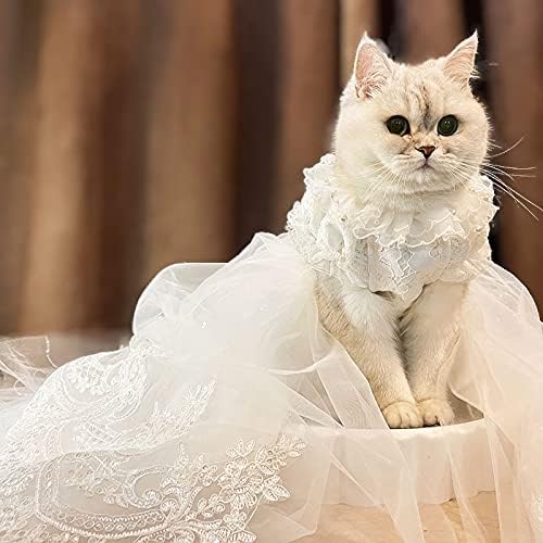 שמלת כלה כלב של Fegoclt נגררת חתולים נסיכה שמלת מחמד מחמד שמלת כלה שמלת כלה בגדי טדי נישואין חתונה נשית