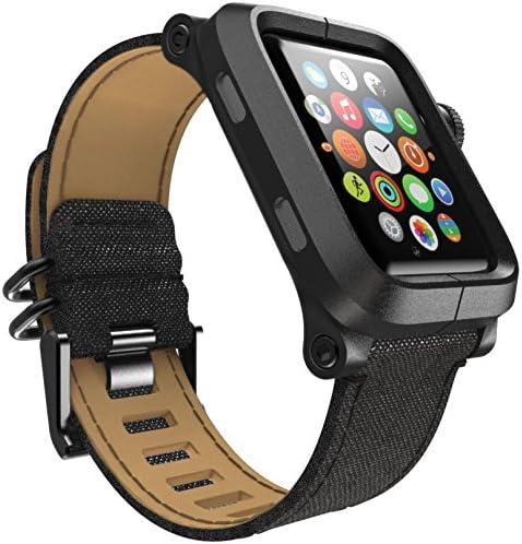 מארז Lunatik Epik Polyarbonate ורצועת קנבס לסדרת Apple Watch 1, שחור/שחור