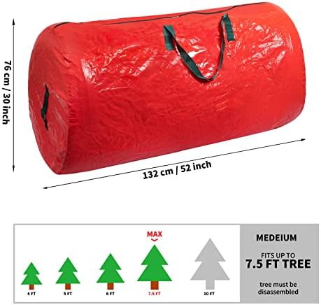 ג 'וידומי עץ חג המולד אחסון תיק, מתאים עד 7.5 רגל חג המולד מפורק עצים, 52 צילינדר חג המולד חג אחסון עם עמיד עמיד למים חומר,
