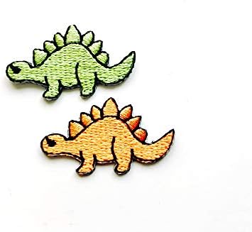 הסט של 2 זעיר. מיני סטגוזאורוס דינוזאור כתום דינוזאור ירוק